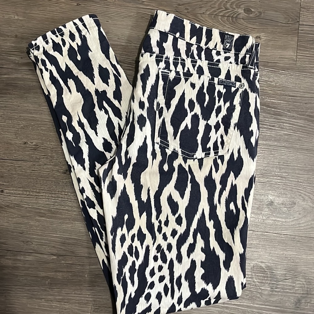 7 For All Mankind Black White Patterned Skinny Jeans